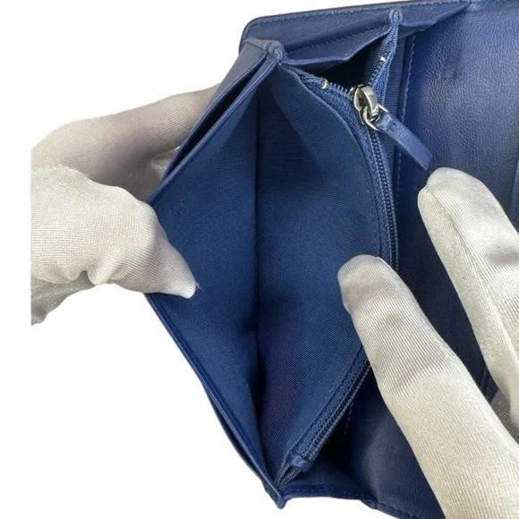 CHANEL Blue Quilted Calfskin Flap Bifold Wallet - Picture 13 of 15